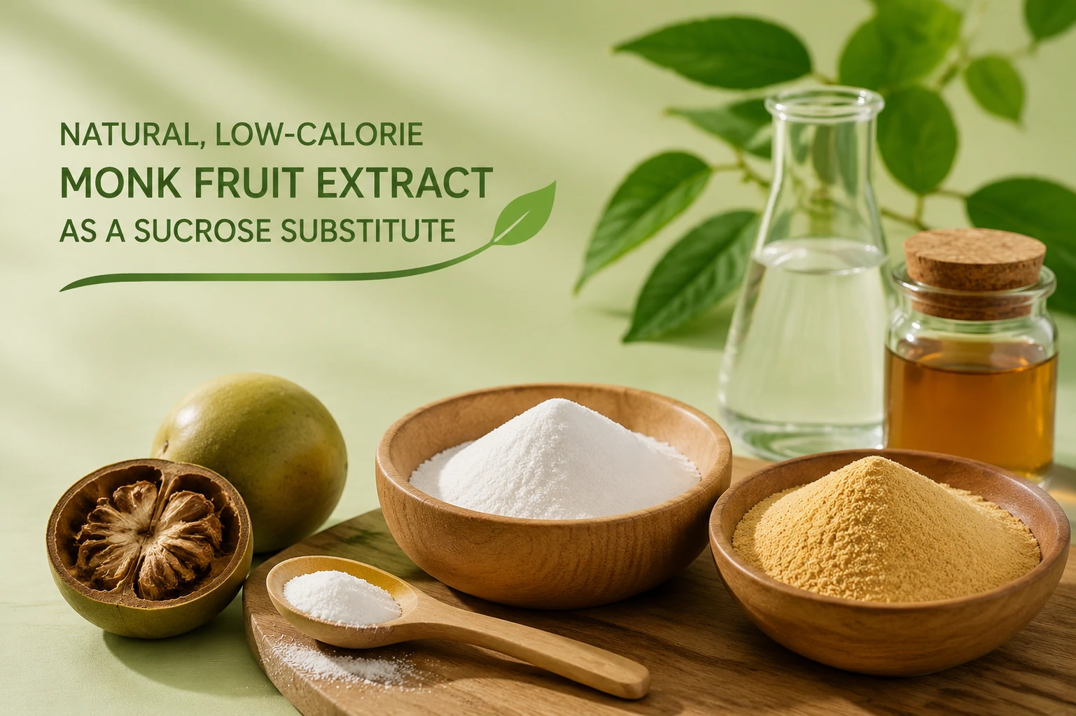 Natural, low-calorie monk fruit extract as a sucrose substitute for product upgrades
